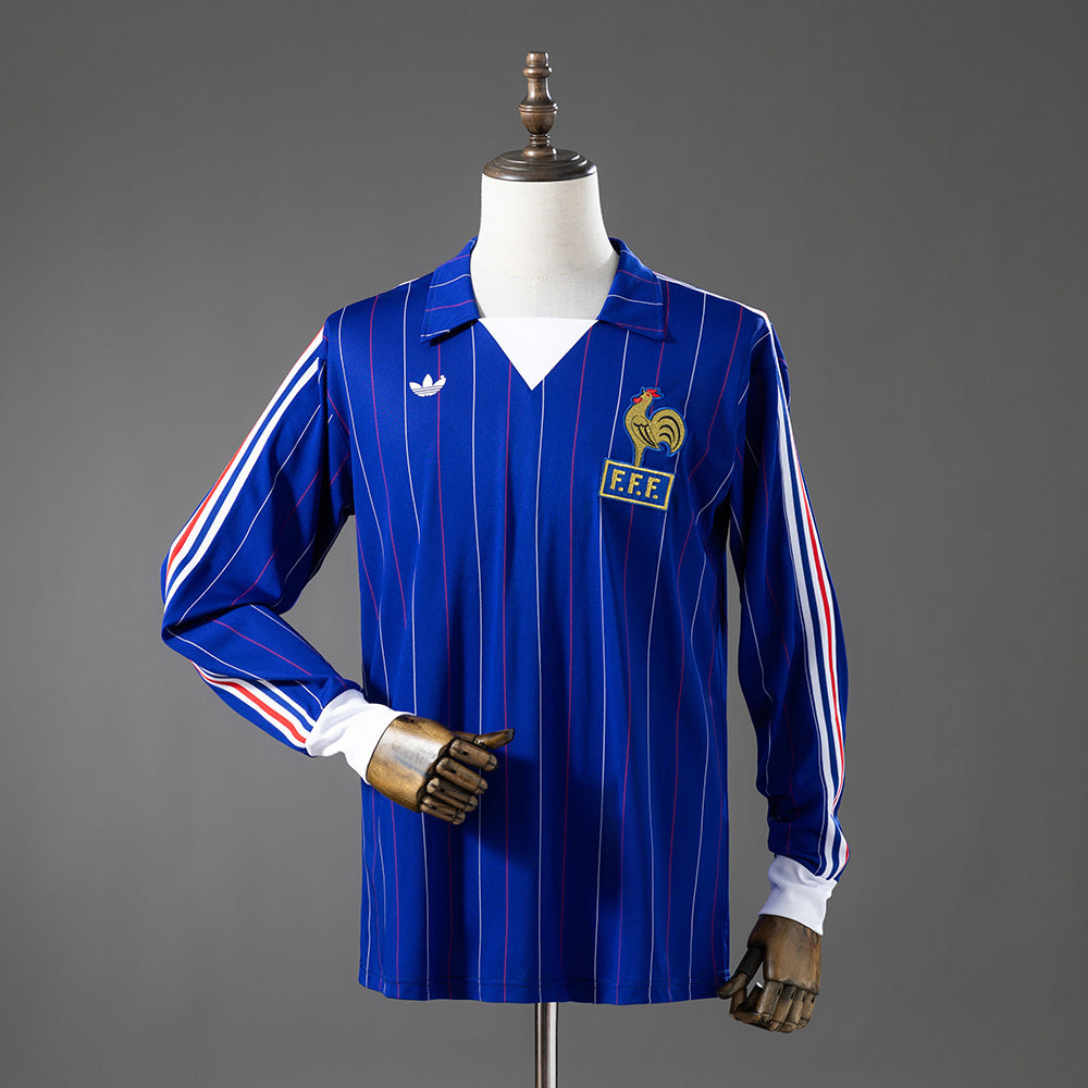 Retro France Home Jersey 1980-1982 Long Sleeves Football
