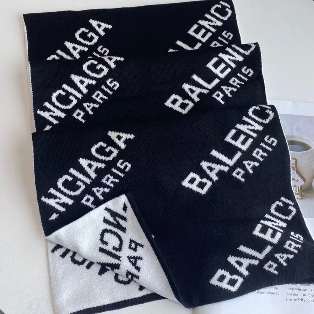 Balenciaga Black & White Knit Scarf