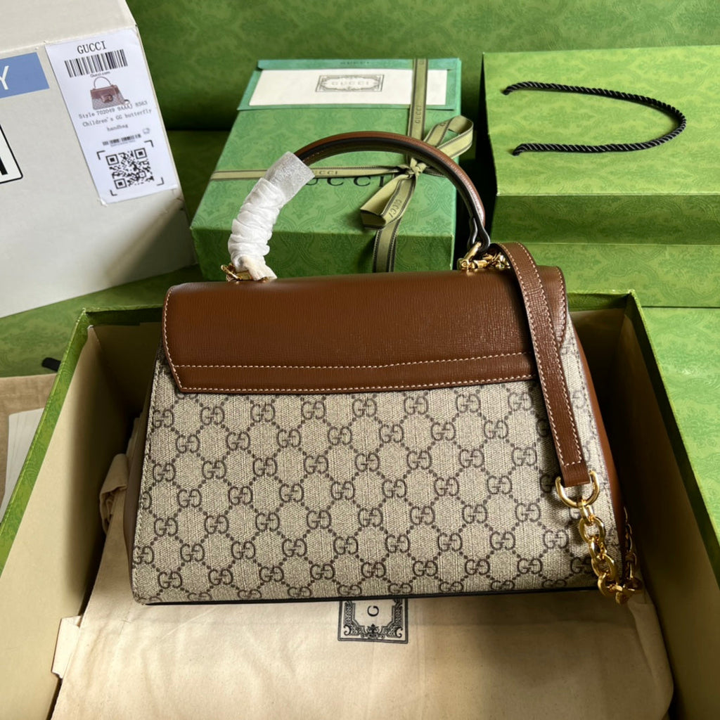 Gucci Horsebit 1955 Medium Ophidia and Brown Leather Handbag product image 2, provided for visual reference and product