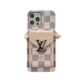Monogram iPhone Case with Wallet and Strap White Grid product image 1, provided for visual reference and product detail