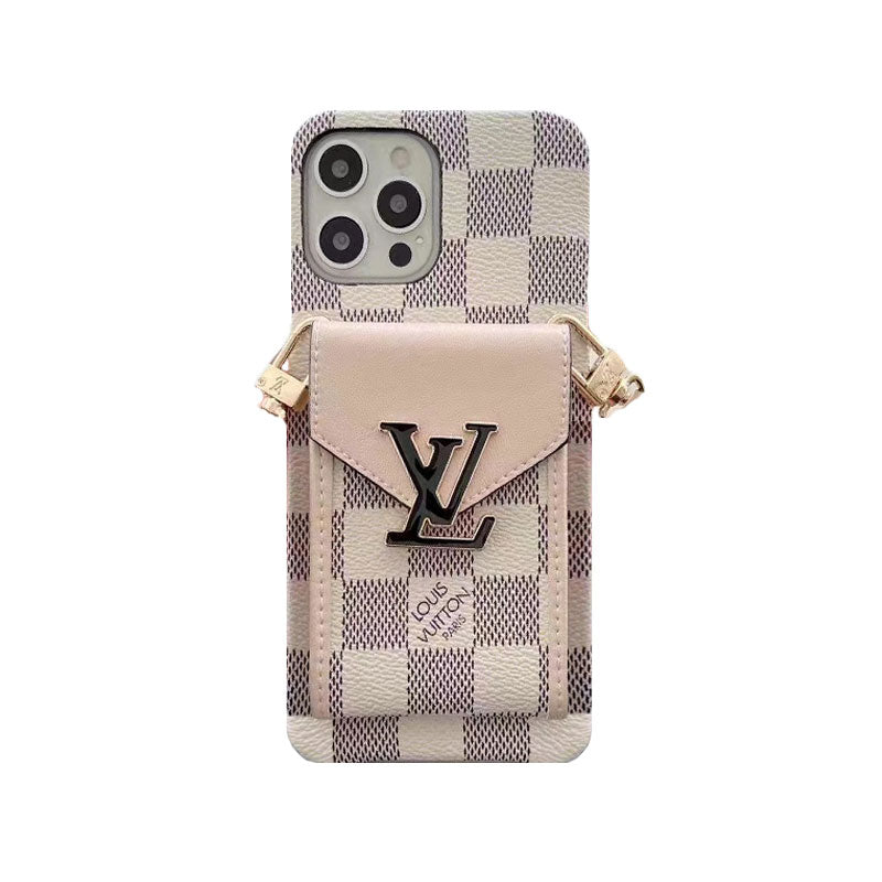 Monogram iPhone Case with Wallet and Strap White Grid product image 1, provided for visual reference and product detail