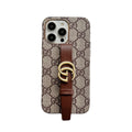 GG iPhone Case with Holder Brown product image 1, provided for visual reference and product detail review