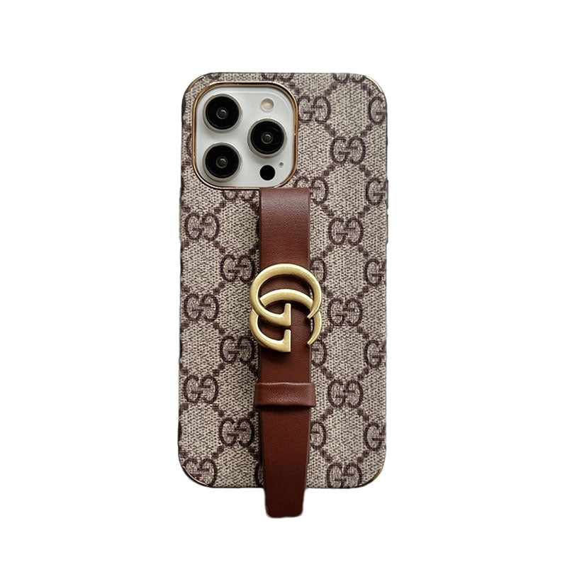 GG iPhone Case with Holder Brown product image 1, provided for visual reference and product detail review