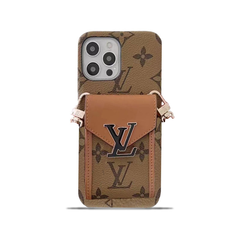 Monogram iPhone Case with Wallet and Strap Yellow Printing product image 1, provided for visual reference and product detail