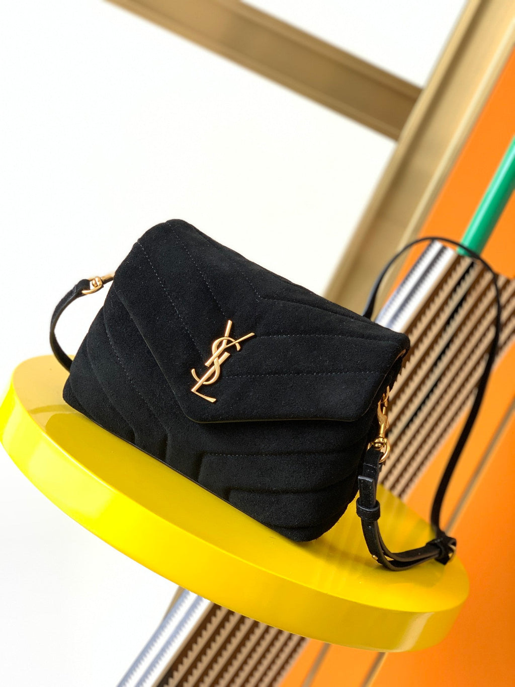YSL Loulou 20 Black Velvet Shoulder Bag product image 1, provided for visual reference and product detail review