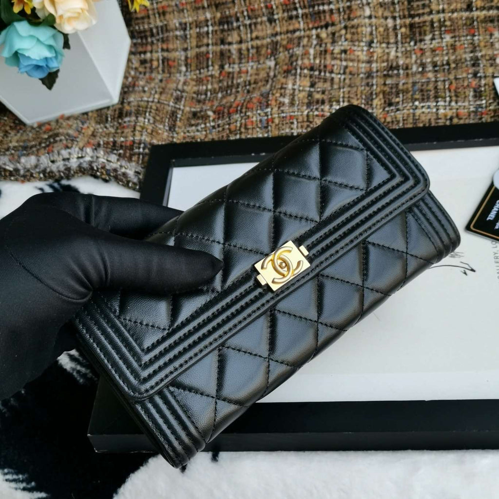 Chanel Boy Long Flap Wallet Lambskin - Black product image 4, provided for visual reference and product detail review