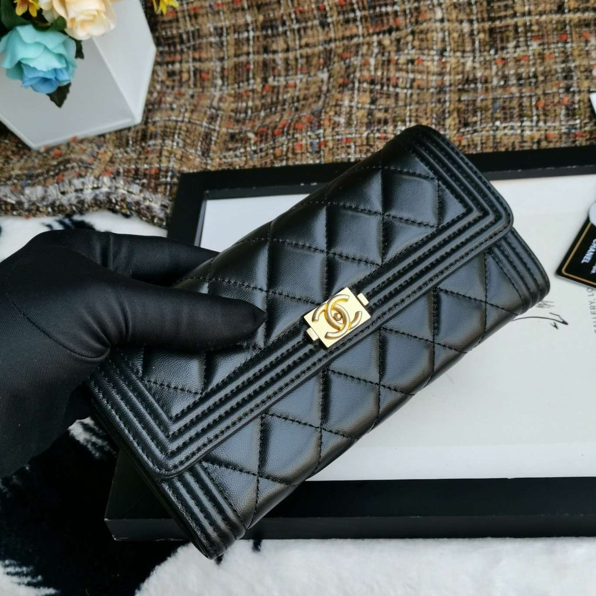 Chanel Boy Long Flap Wallet Lambskin - Black product image 4, provided for visual reference and product detail review