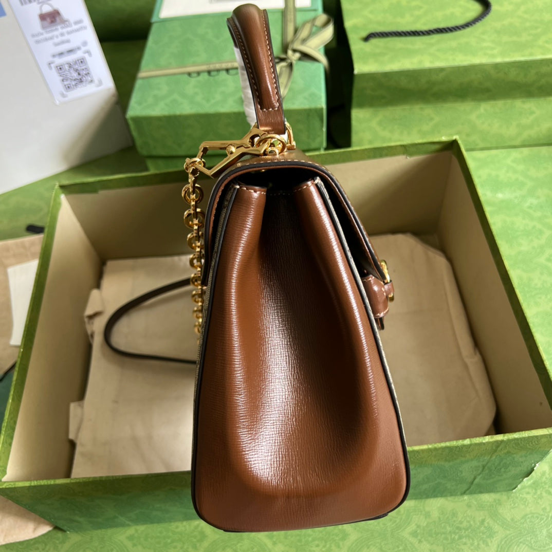 Gucci Horsebit 1955 Medium Ophidia and Brown Leather Handbag product image 3, provided for visual reference and product