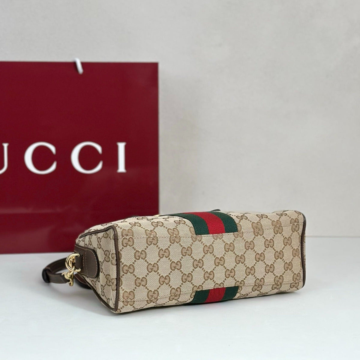Gucci GG Canvas Boston Bag - Beige product image 6, provided for visual reference and product detail review