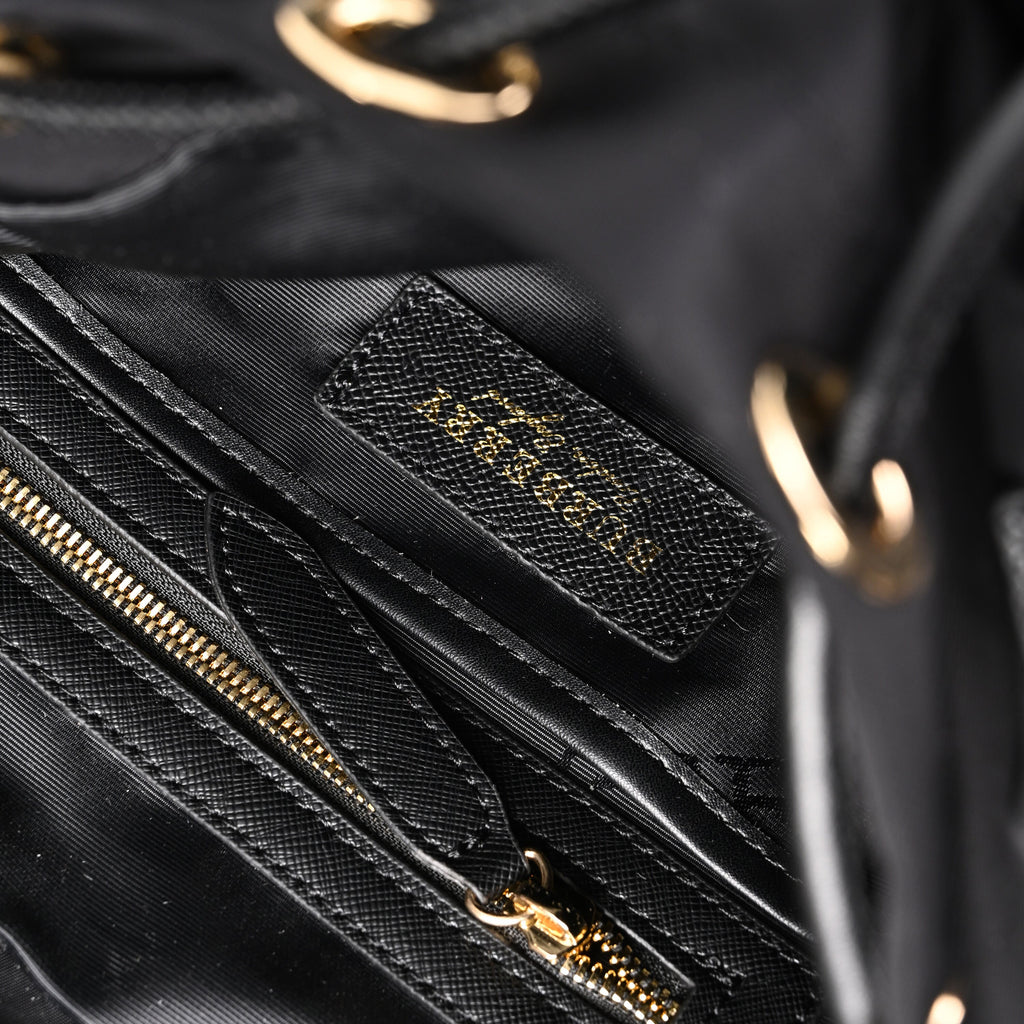 Burberry the Rucksack – Black Nylon & Leather Backpack with Gold-Tone Hardware - Black with Gold Accents product image 4,