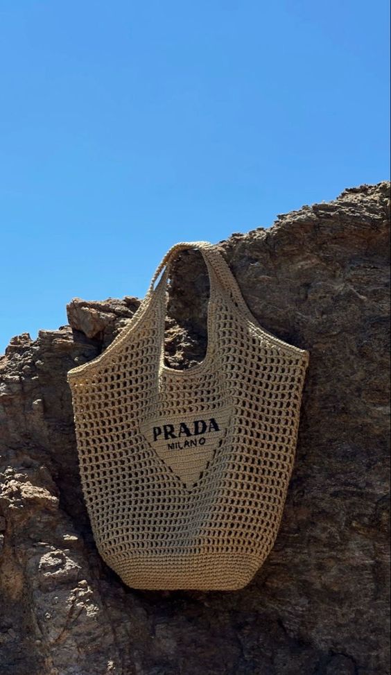 Prada Raffia Tote Bag-Khaki product image 3, provided for visual reference and product detail review