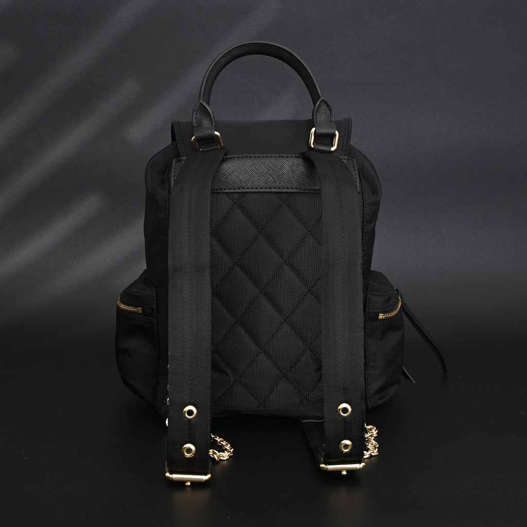 Burberry the Rucksack – Black Nylon & Leather Backpack with Gold-Tone Hardware - Black with Gold Accents product image 7,