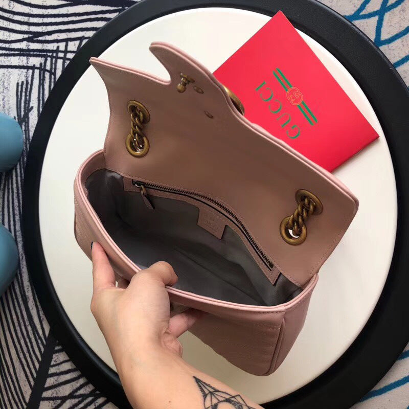 Gucci Marmont Matelass ̈¦ Shoulder Bag in Pink product image 3, provided for visual reference and product detail review
