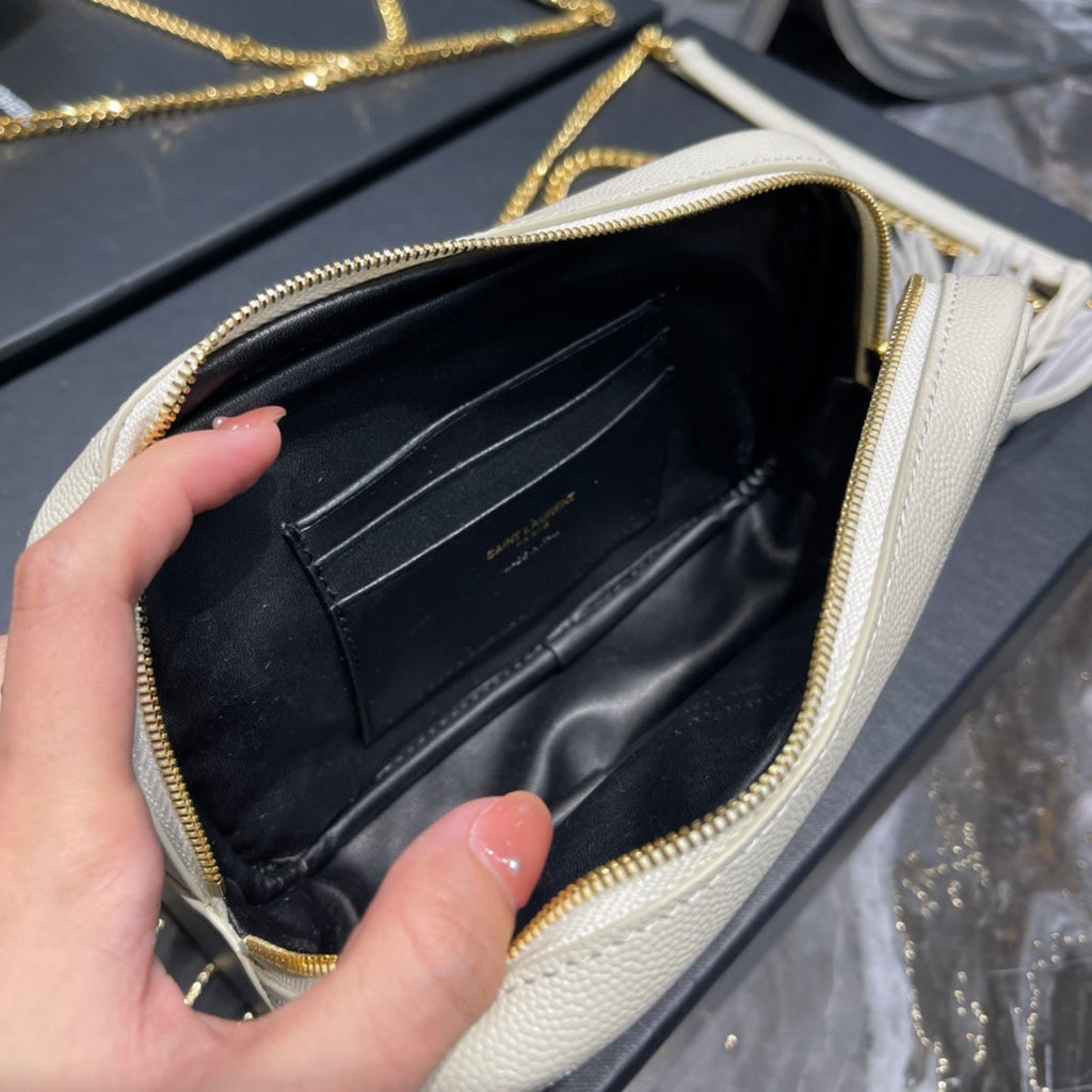 YSL Loulou Mini Camera Bag 18cm White product image 3, provided for visual reference and product detail review
