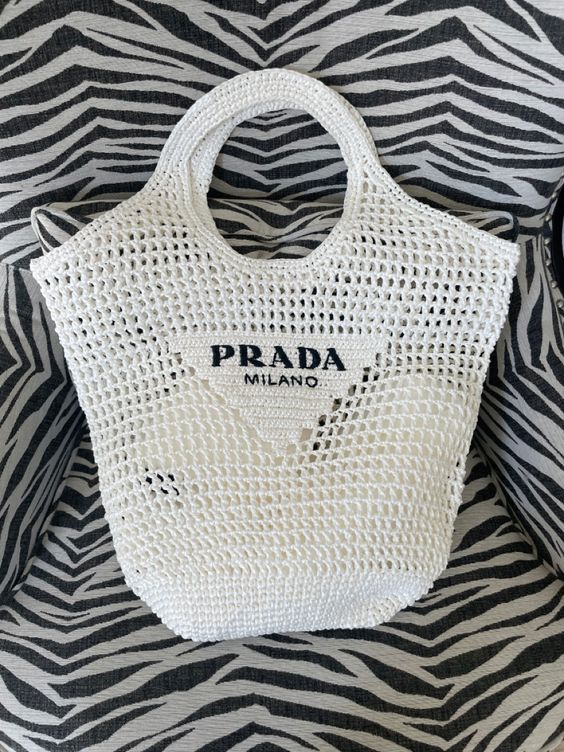 Prada Raffia Tote Bag-White product image 4, provided for visual reference and product detail review