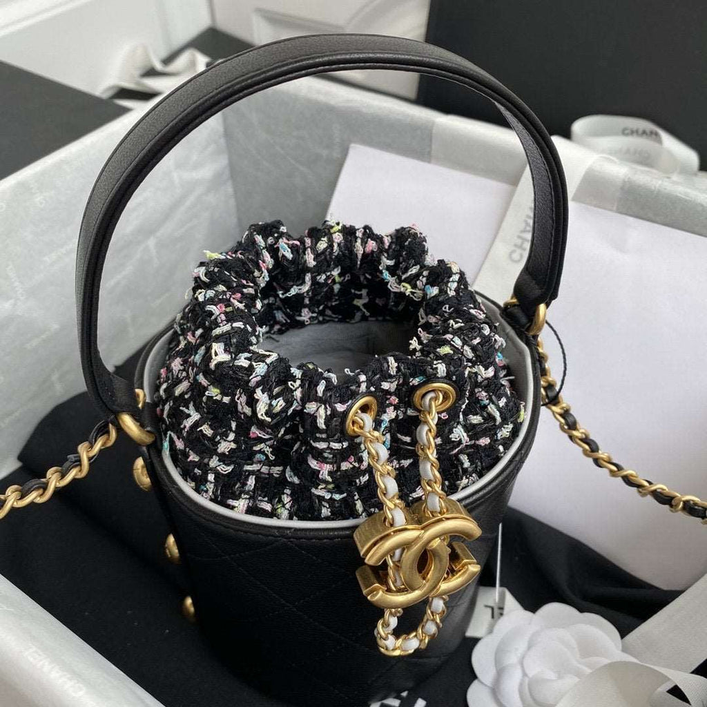 Chanel 2020 Tweed Soul Bucket Bag Black product image 7, provided for visual reference and product detail review
