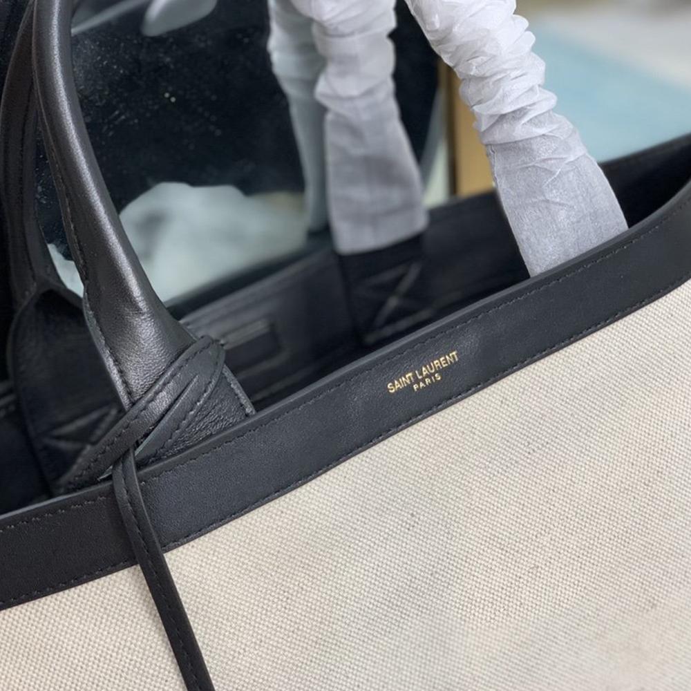 YSL Tag Hobo Bag - Beige/Black product image 9, provided for visual reference and product detail review