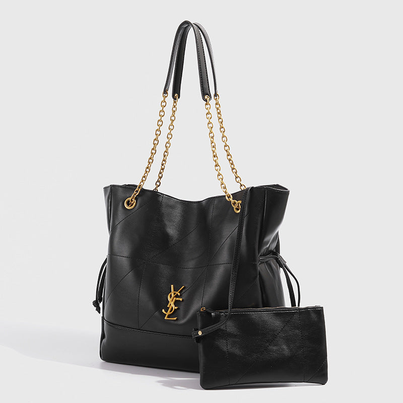 YSL Jamie 4.3 Large Pochon Leather Tote Bag - Black product image 3, provided for visual reference and product detail review