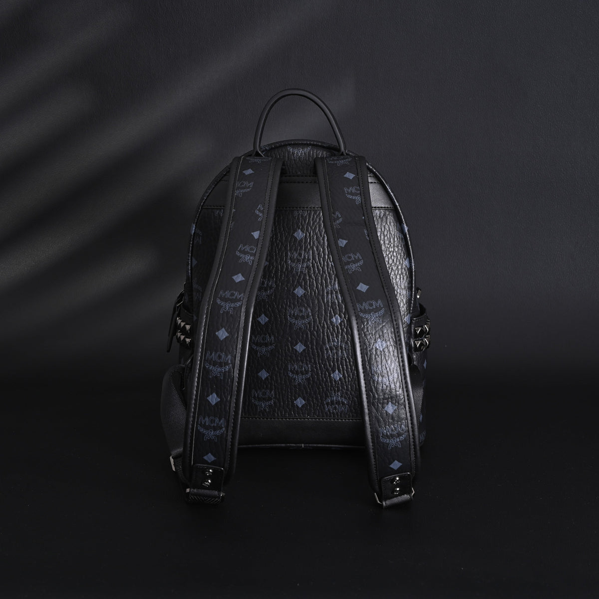 Mcm Stark Visetos Medium Backpack – Black Monogram with Studded Detailing - Black Monogram Print product image 6, provided