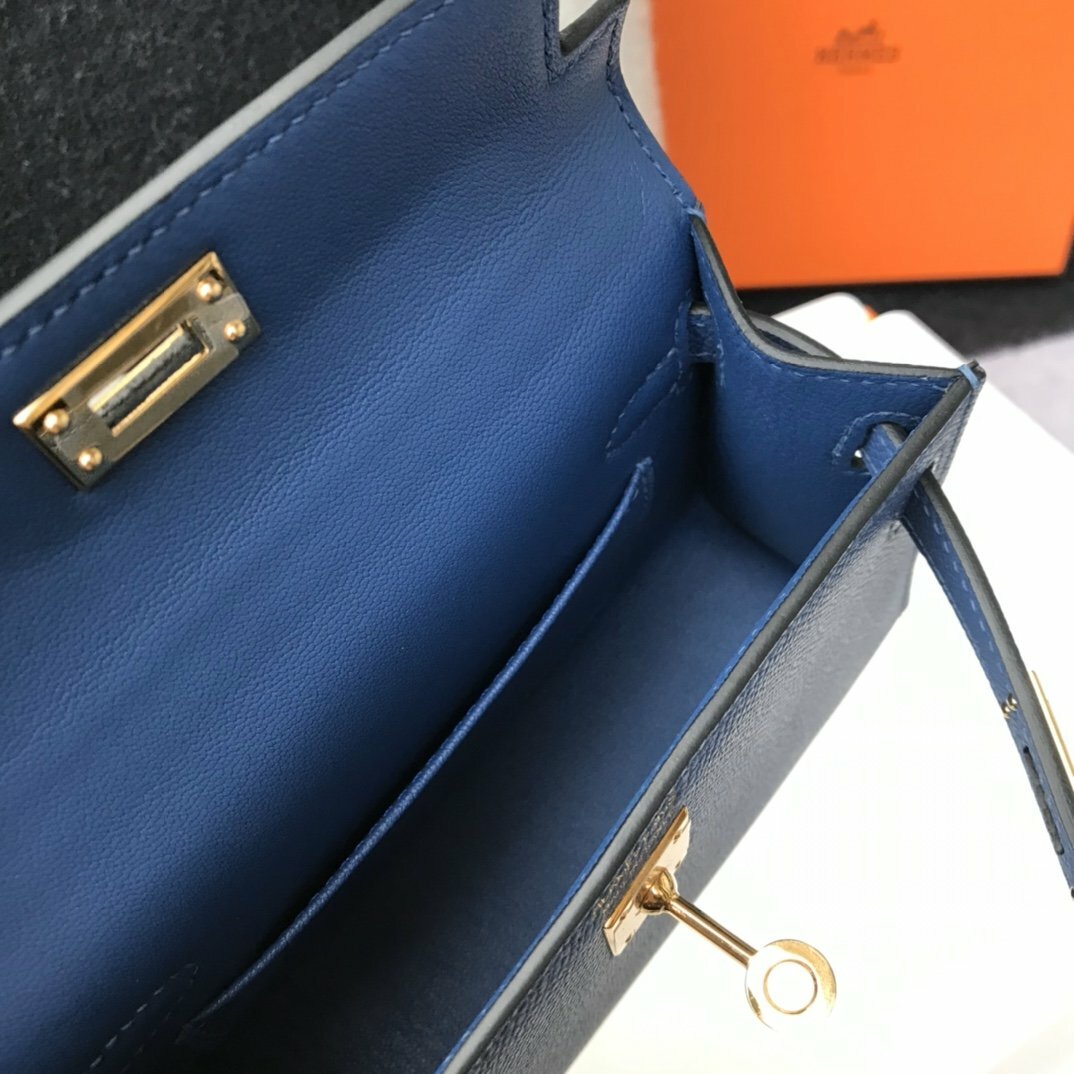 Hermes Handle Bag 19cm Blue product image 6, provided for visual reference and product detail review