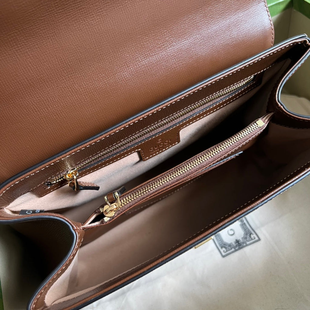 Gucci Horsebit 1955 Medium Ophidia and Brown Leather Handbag product image 7, provided for visual reference and product