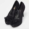 Dolce & Gabbana Black Floral Lace Bow Platform Peep Toe Pumps product image 1, provided for visual reference and product