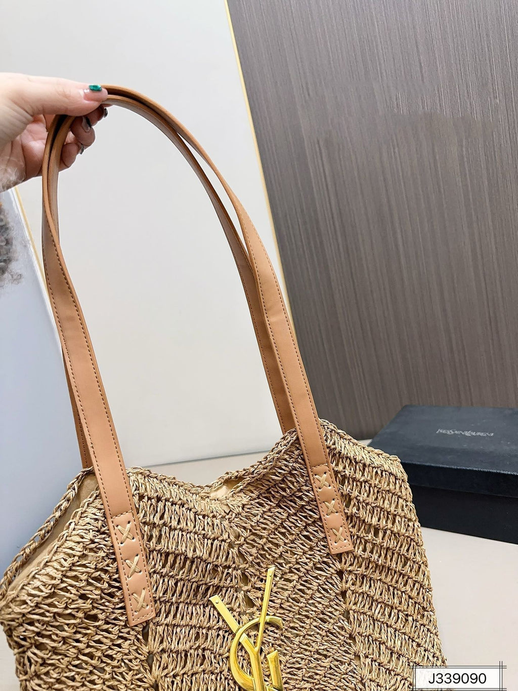 YSL Saint Laurent Vacation Casual Raffia Woven Tote Bag product image 10, provided for visual reference and product detail