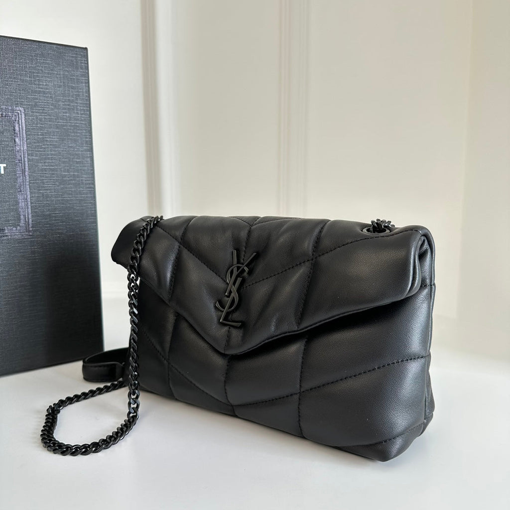 YSL Loulou Puffer Toy Bag in Quilted Lambskin Black Size 23x15.5x8.5 product image 2, provided for visual reference and