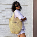 Prada Raffia Tote Bag-Khaki product image 1, provided for visual reference and product detail review