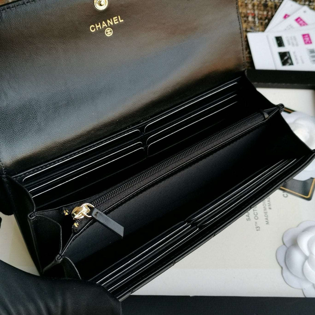 Chanel Boy Long Flap Wallet Lambskin - Black product image 5, provided for visual reference and product detail review