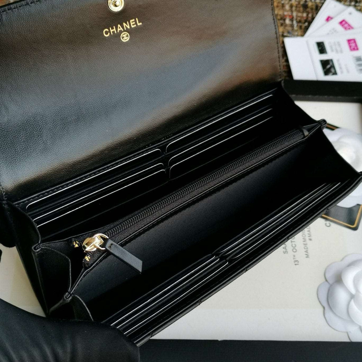 Chanel Boy Long Flap Wallet Lambskin - Black product image 5, provided for visual reference and product detail review