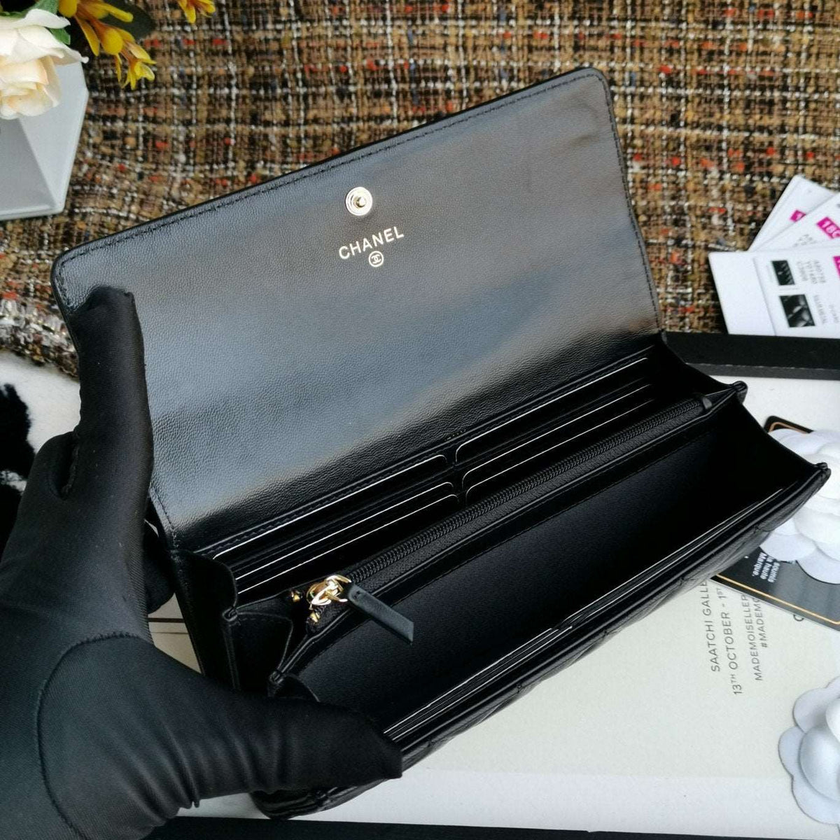Chanel Boy Long Flap Wallet Lambskin - Black product image 7, provided for visual reference and product detail review