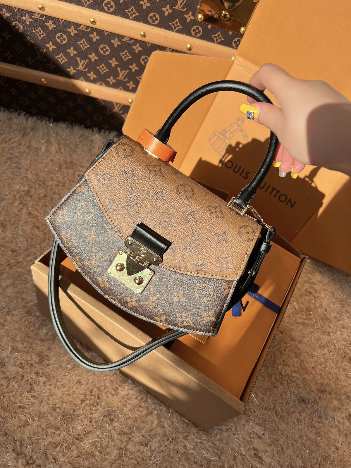 LV Pochette Metis Monogram Reverse Canvas Handle Crossbody Bag with Leather Trim and Shoulder Strap product image 1,