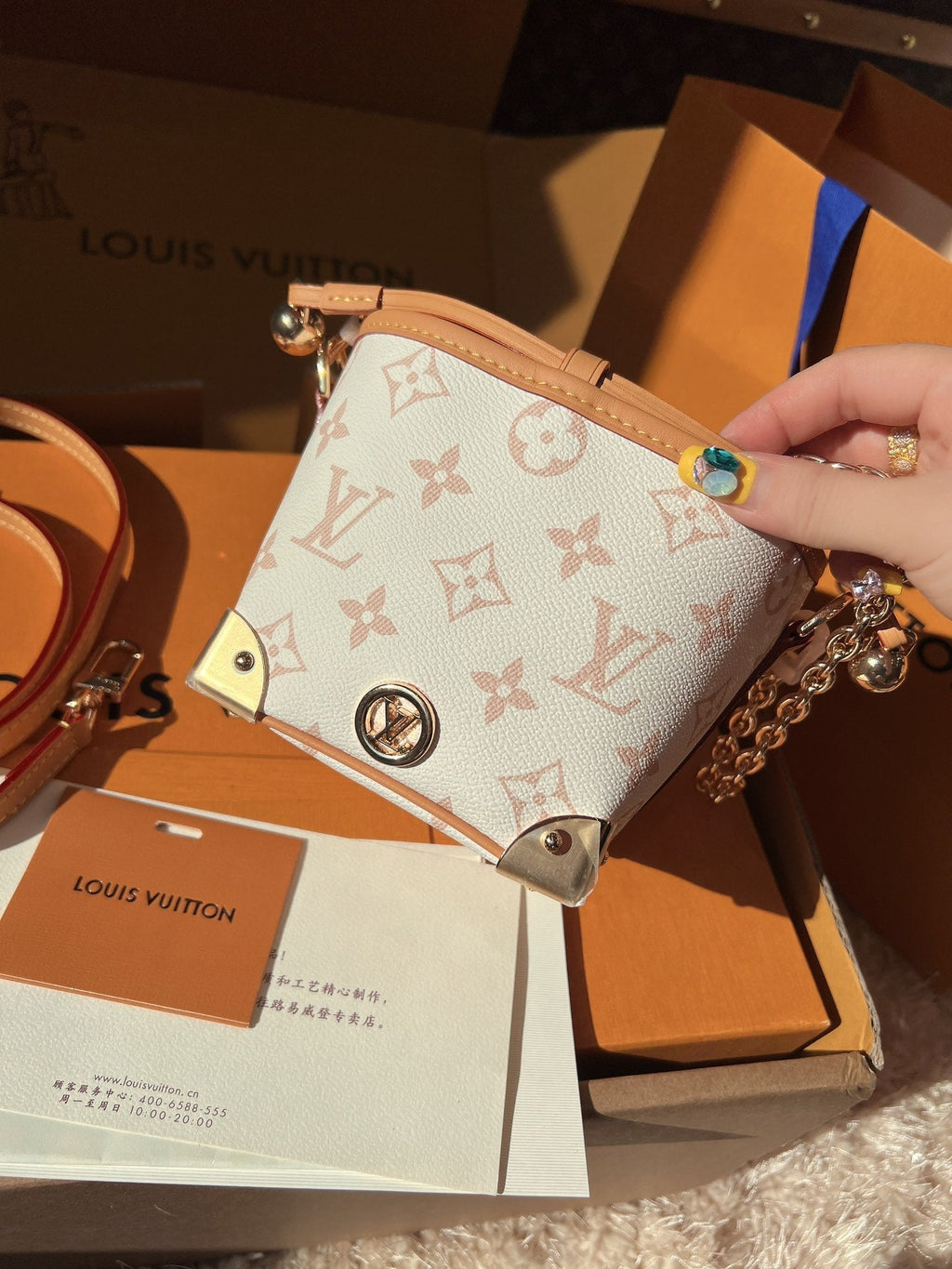 LV Nano Noé Monogram Canvas Mini Bucket Shoulder Bag with Chain Strap and Leather Trim product image 2, provided for visual