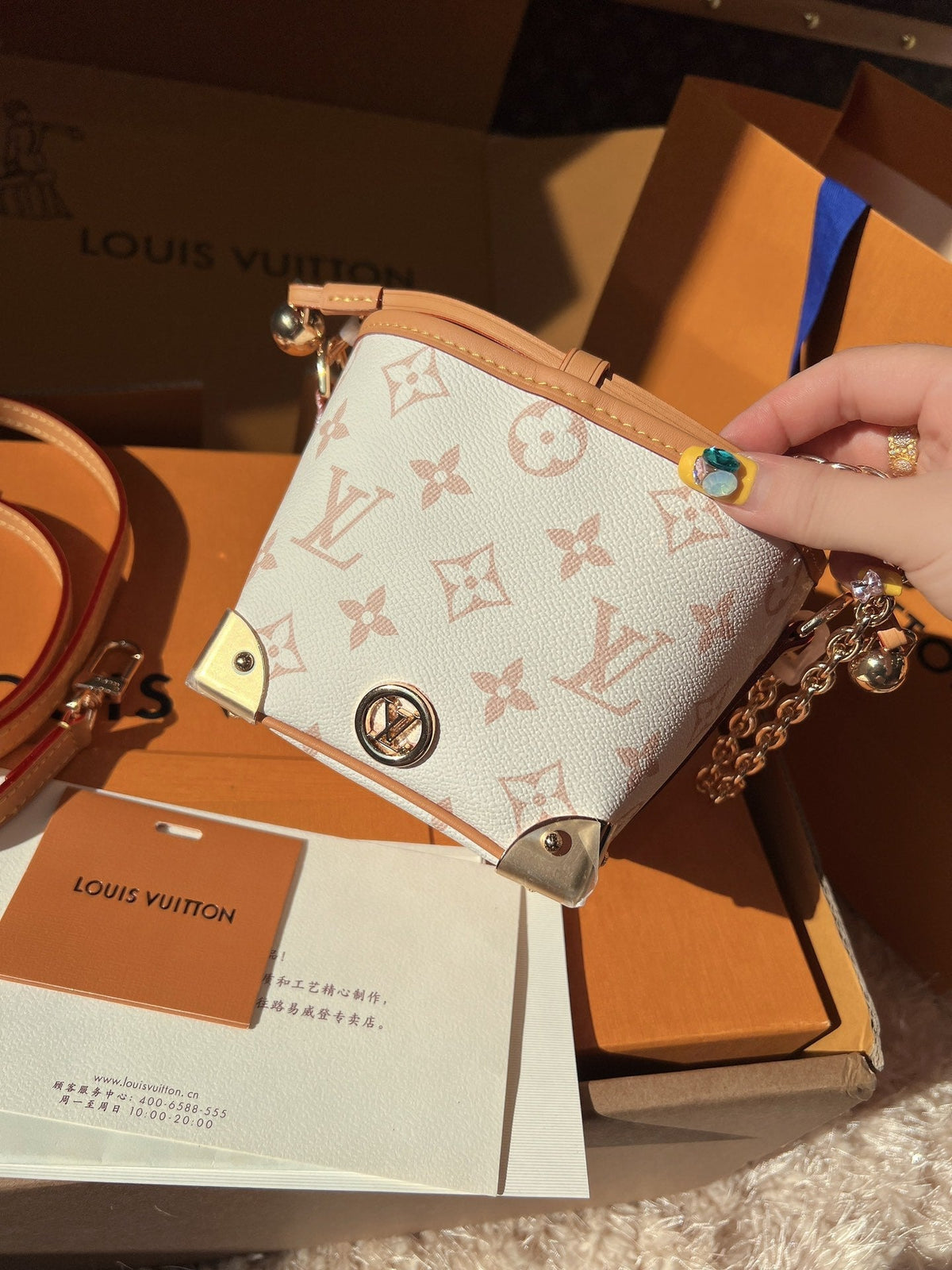 LV Nano Noé Monogram Canvas Mini Bucket Shoulder Bag with Chain Strap and Leather Trim product image 2, provided for visual