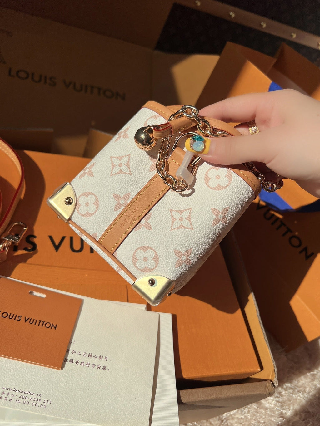 LV Nano Noé Monogram Canvas Mini Bucket Shoulder Bag with Chain Strap and Leather Trim product image 4, provided for visual