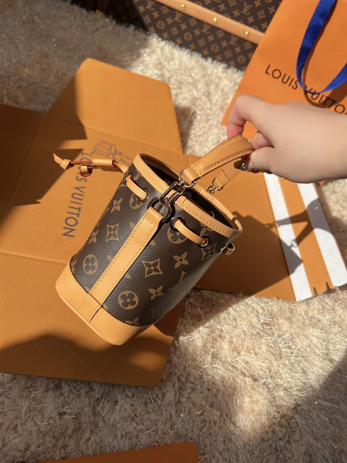 LV Nano Noé Monogram Canvas Mini Bucket Bag product image 2, provided for visual reference and product detail review
