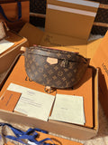 LV Bumbag Monogram Canvas Crossbody Belt Bag with Leather Trim and Adjustable Strap product image 1, provided for visual