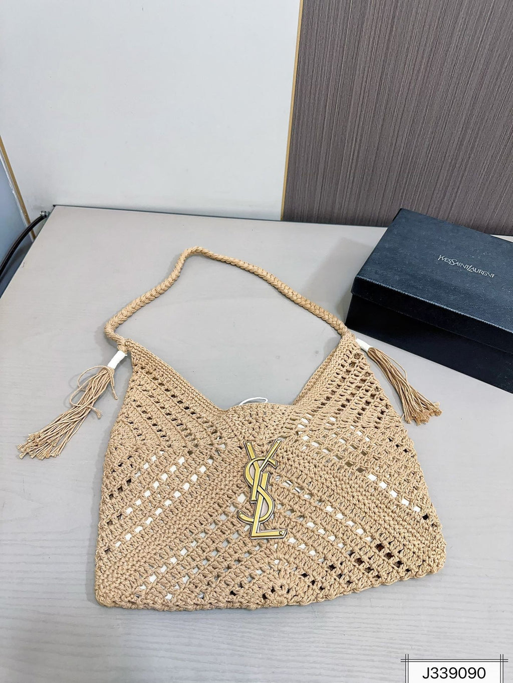 Saint Laurent YSL Raffia Tote Bag Beach Casual - Brown product image 3, provided for visual reference and product detail