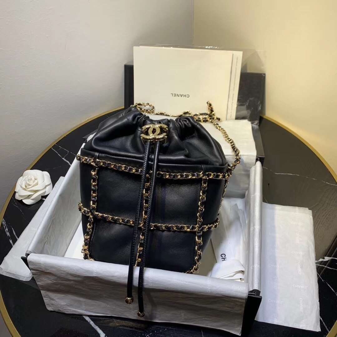 Chanel Bucket Chain Drawstring Bag 2021 - Matte Pink product image 6, provided for visual reference and product detail review