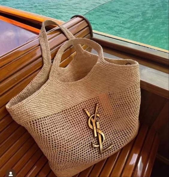 Saint Laurent YSL Raffia Icare Tote Bag product image 13, provided for visual reference and product detail review