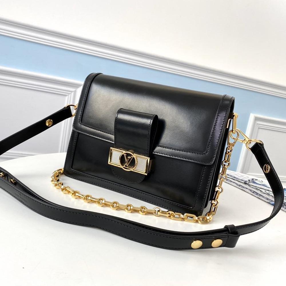 LV Dauphine MM Black Smooth Handbag product image 1, provided for visual reference and product detail review