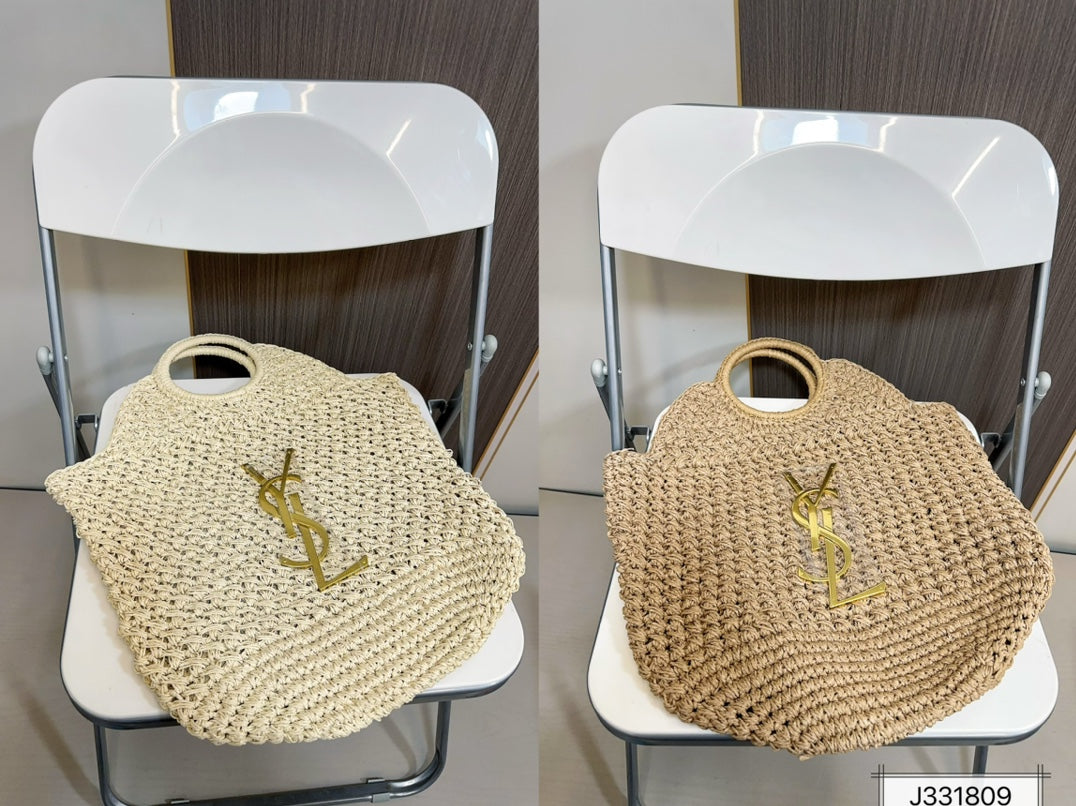 YSL Saint Laurent Summer Raffia Tote Bag product image 2, provided for visual reference and product detail review