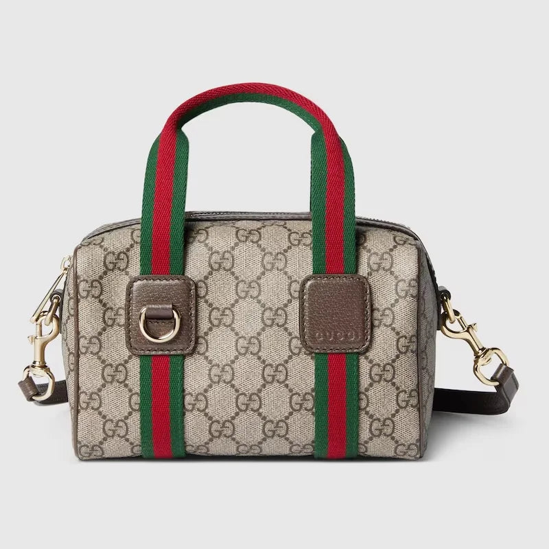 Gucci Mini GG Handbag - Beige and Dark Brown product image 1, provided for visual reference and product detail review