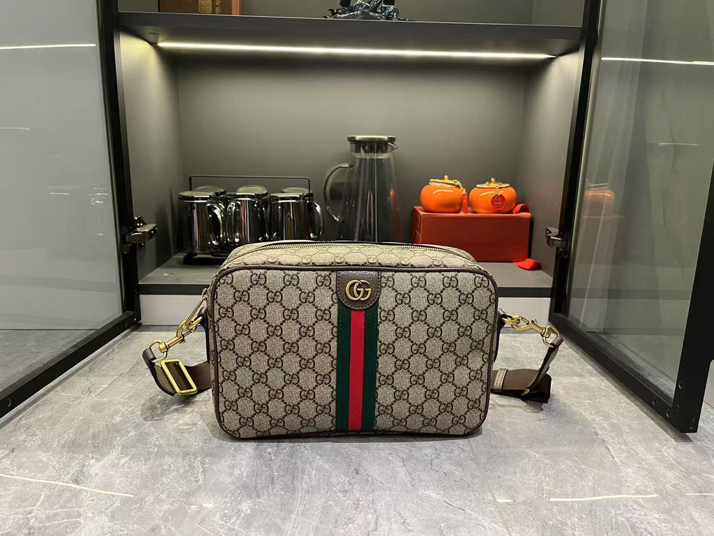 Gucci Ophidia Medium GG Supreme Canvas Shoulder Crossbody Bag with Web Stripe and Leather Trim product image 5, provided for