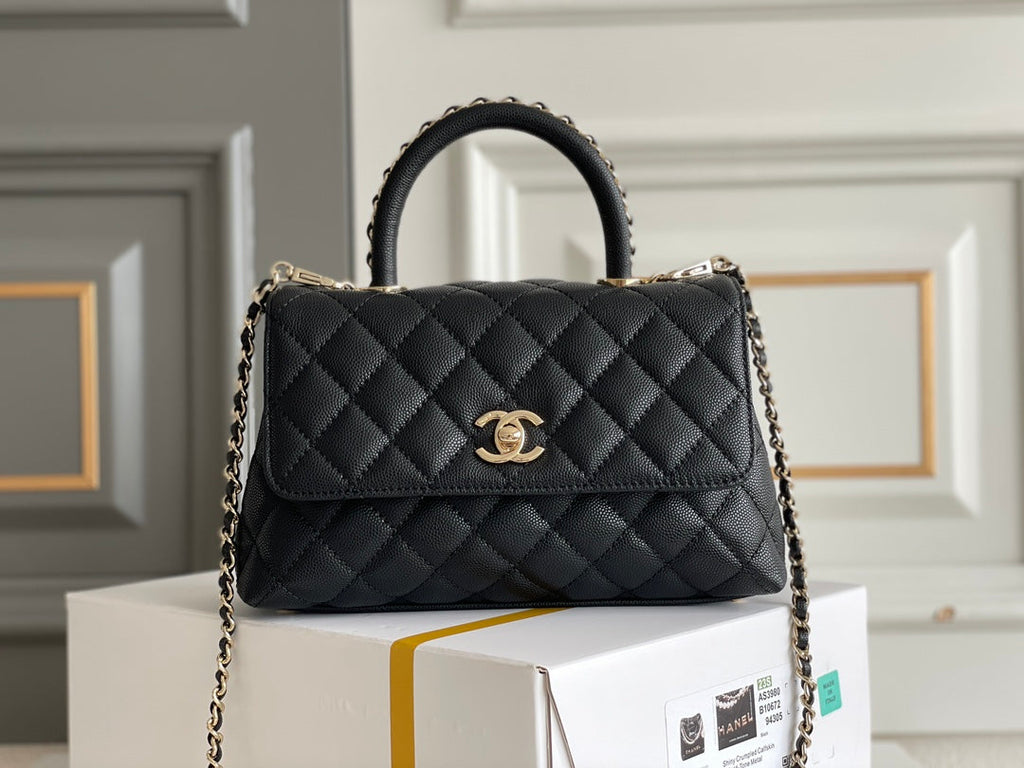 Chanel Coco Handle Black Bag Handle Flap Small/Mini Bag Black product image 3, provided for visual reference and product