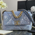 Chanel 19 Sequin Flap Bag - Light Blue product image 1, provided for visual reference and product detail review