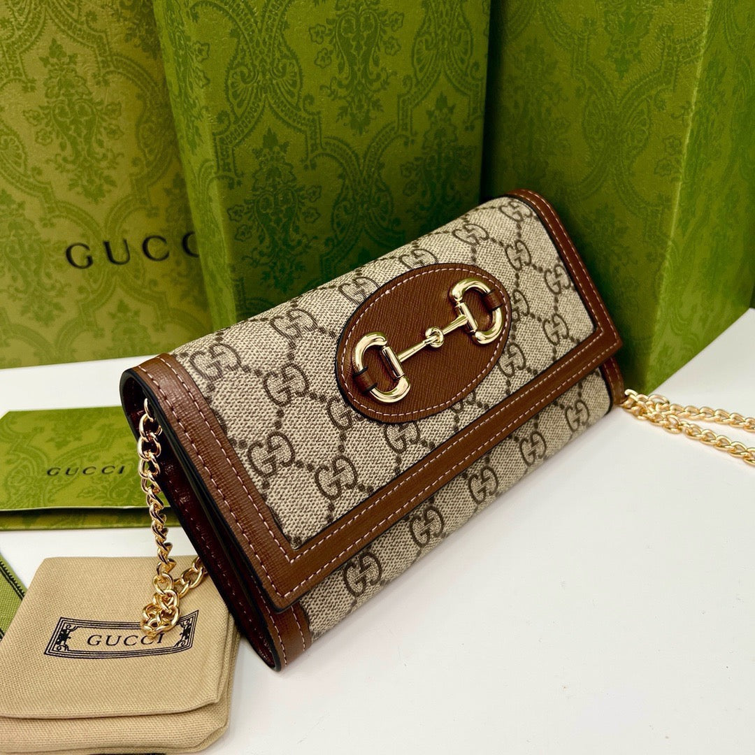 Gucci Brown Saddle Buckle Handbag product image 2, provided for visual reference and product detail review