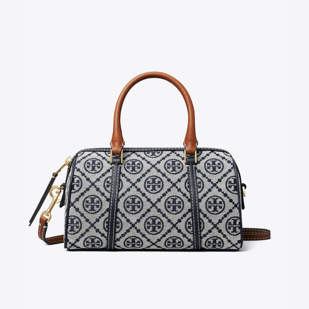 Tory Burch Monogram Mini Barrel Bag - Navy product image 2, provided for visual reference and product detail review