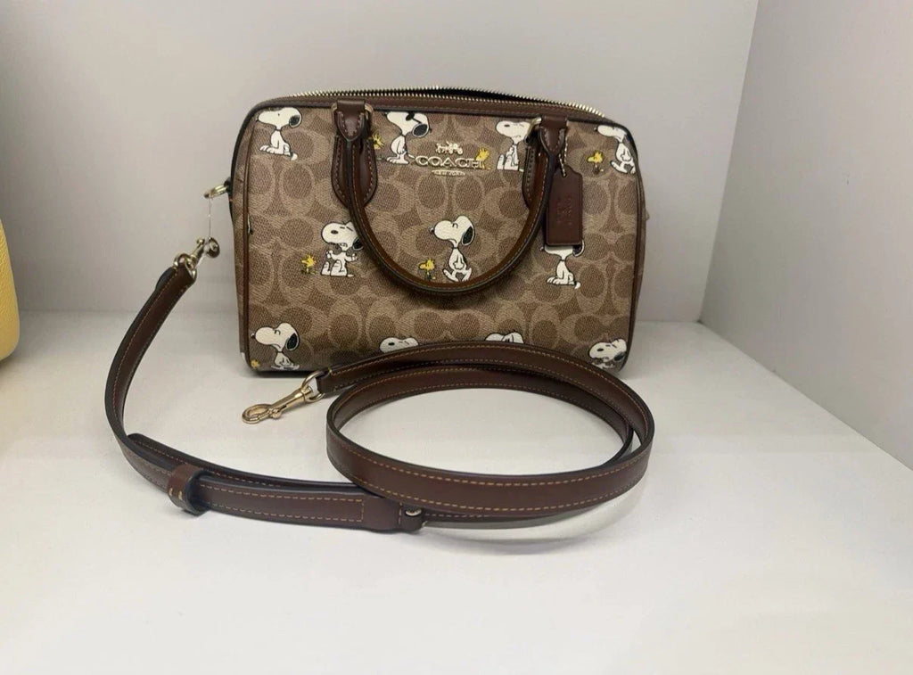 Coach x Peanuts Rowan Satchel Bag Signature Canvas product image 5, provided for visual reference and product detail review